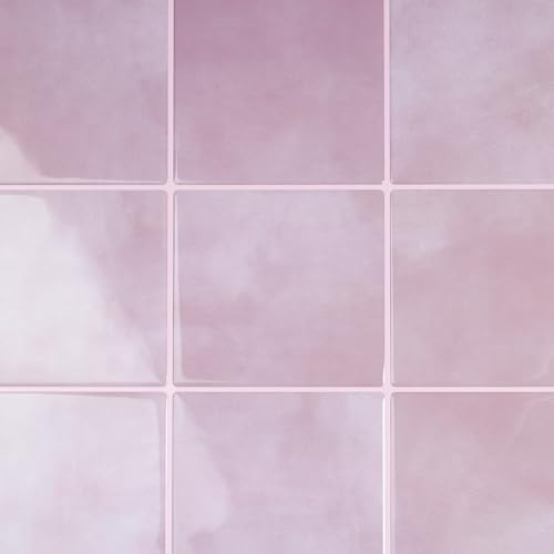 VaryStyle Gradient Pink Marble Peel and Stick Backsplash for Kitchen Bathroom Waterproof Stick on Back Splashes Renter Friendly Removable Mosaic Wall Tiles for Shower Walls Fireplace 12'x12' 6-Sheet