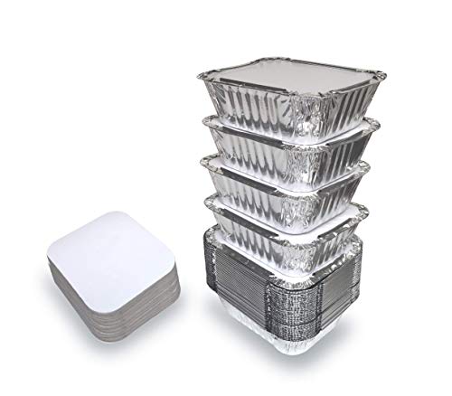 Spare Essentials 110 Pack - 1LB Small Foil Pans with Lids - Aluminum To Go Food Containers with Lids - 1lb Mini Aluminum Pans - Freezer Safe Foil Take out Trays - Heat proof Meal Prep Containers