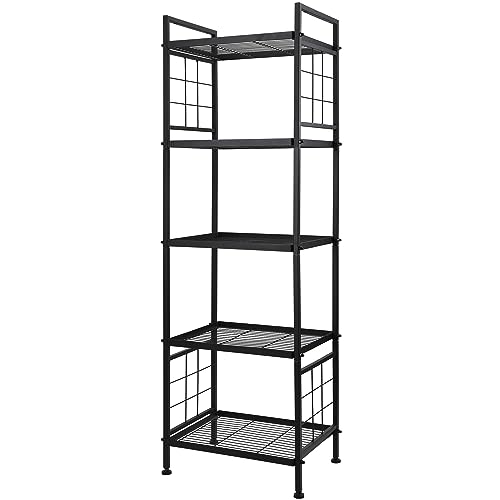 GIOTORENT 5-Wire Standing Storage Shelves, Metal Shelving Unit Pantry Rack for Laundry Kitchen Bathroom Organizer(Black)