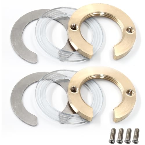 PHITUODA 2 Set 1.22inch/31mm Kitchen Faucet Fixing Nut Kit, C Type Antiloosing Faucet Lock Nut Cap for Kitchen Bathroom Washer Faucet Fixing Fastening (Stainless Steel, Brass)