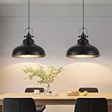 GUIHUALOVE Black Pendant Lights Kitchen Island, 2 Pack Kitchen Island Lighting, Farmhouse Pendant Light Fixtures (11.41' W), Island Pendant Light for Kitchen, Dining Room, Bedroom