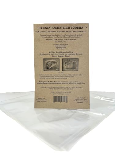 Regency Wraps Baking Dish Buddies, 14.5' X 19' pack of 10 Non-Stick Liners For Mess-Free Casseroles Dishes, Baking Sheets, glass and metal baking pans, Clear