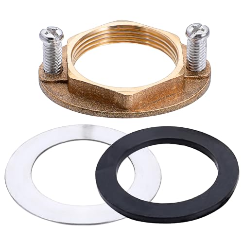 1 Set Brass Faucet Lock Nut Brass Female Locknut Faucet Washers for Secure Faucet Nut Hex Faucet Locknut Plumbing Installation Kit of Bathroom Lock Nuts Thread M32*1.25 (Inner Diameter:32mm/1.23in)