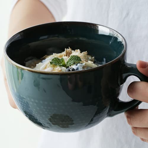 Disoza Large Ceramic Coffee Cup and Soup Mug With Handles - 24 Ounce Oversized Porcelain Bowl - 700 ML XXL Cereal, Ramen, Salad, Tea, Cappuccino Container