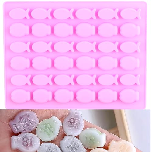 YIMINGMOLD 36 Cavity Mini Fish Shaped Silicone Candy Molds Gummy Fish Mold For Candy Gummies Cat Treat