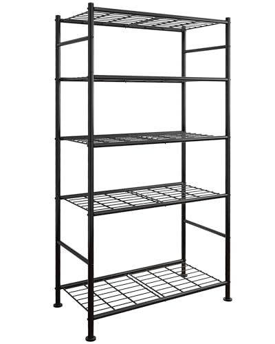 Sakugi Storage Shelves - 5 Tier Shelf Organizer, Heavy Duty Garage Shelving Unit with Leveling Feet, Stable Metal Shelves Organizer for Pantry, Kitchen and Closet, 33.1' W X 12.6' D X 72.0' H, Black