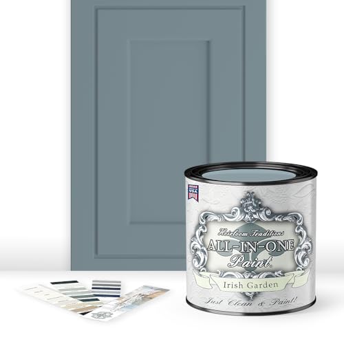 ALL-IN-ONE Paint, Durable cabinet and furniture paint. Built in primer and top coat, no sanding needed. Includes our 30 featured color card - Irish Garden, Quart