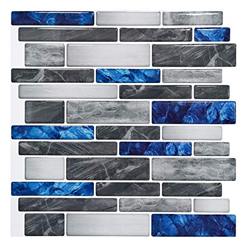 Art3d 10-Sheet Premium Self-Adhesive Kitchen Backsplash Tiles in Marble,30 * 30cm