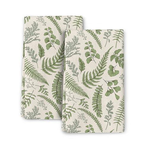 Wovoto Cute Botanic Dish Towels for Drying Dishes, Absorbent Decorative Sage Green Herbs Leaves Kitchen Towels,Hand Towels Tea Tewels for Kitchen Baking Bar Bathroom Decoration