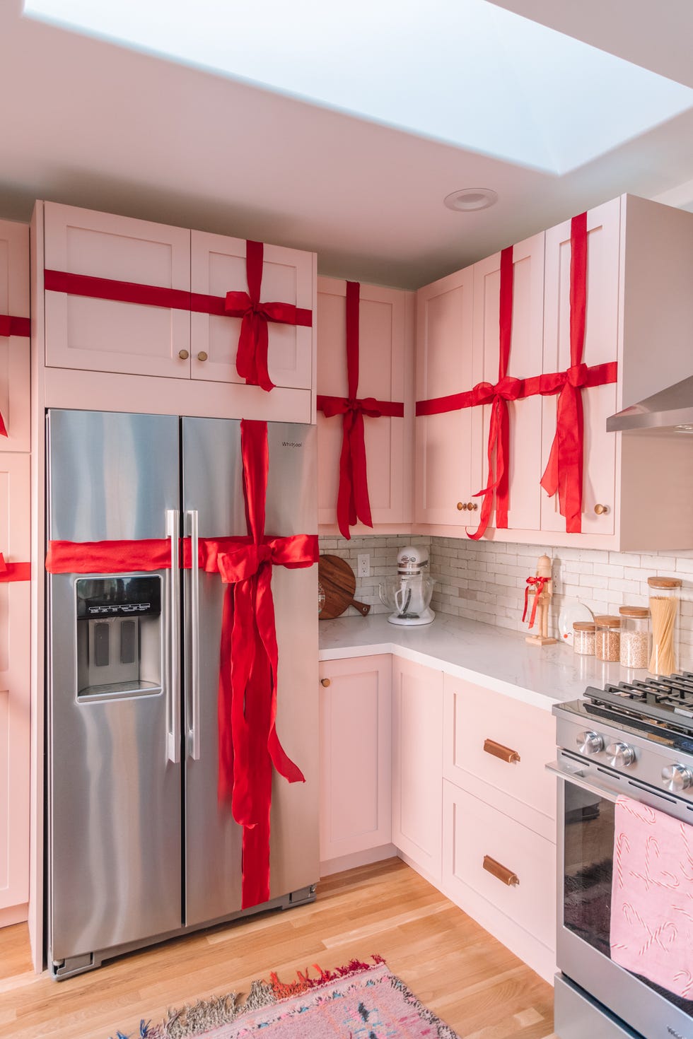 Christmas Ribbons on Cabinets