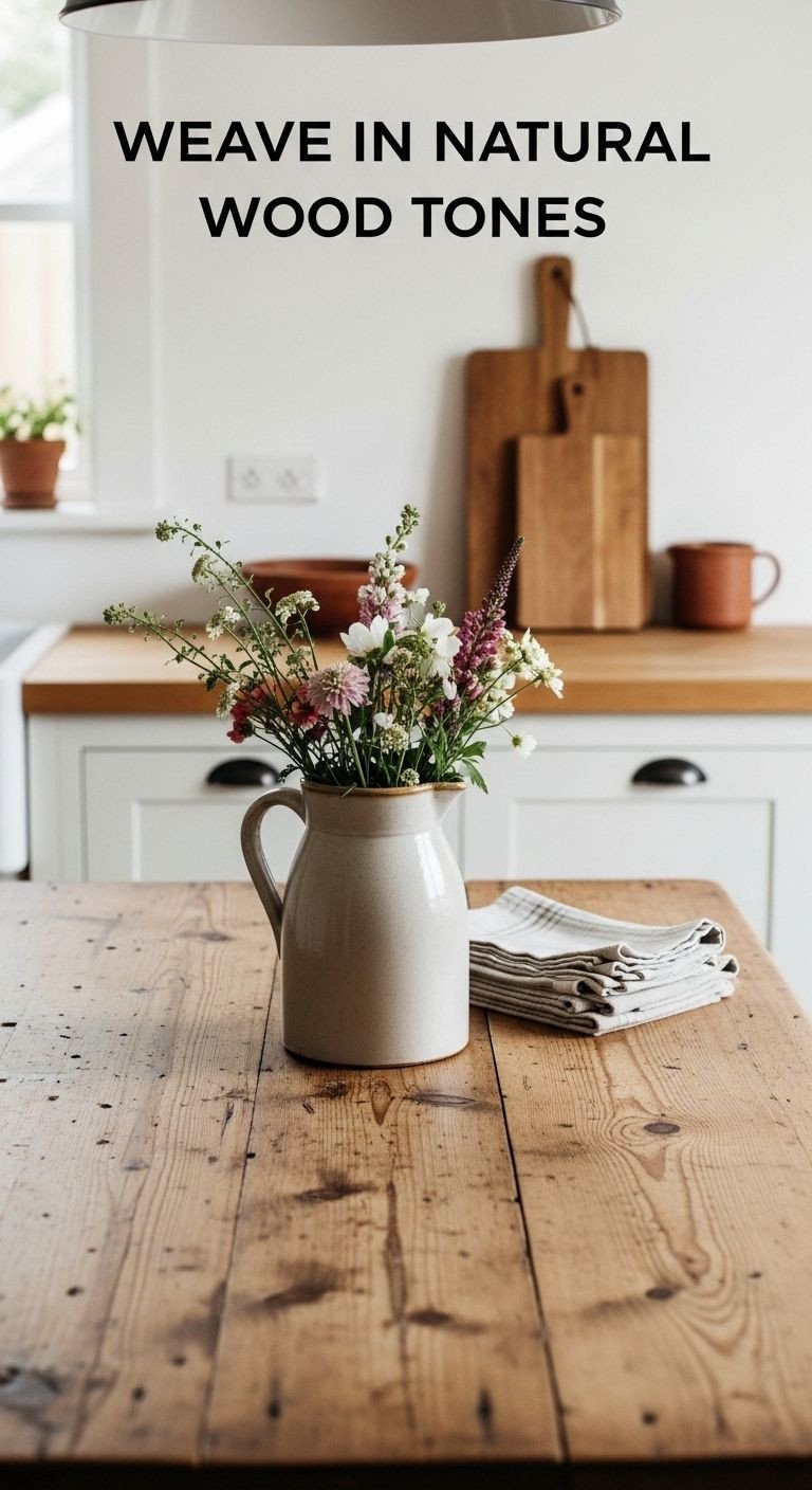 and potted rosemary in a cottage core kitchen."