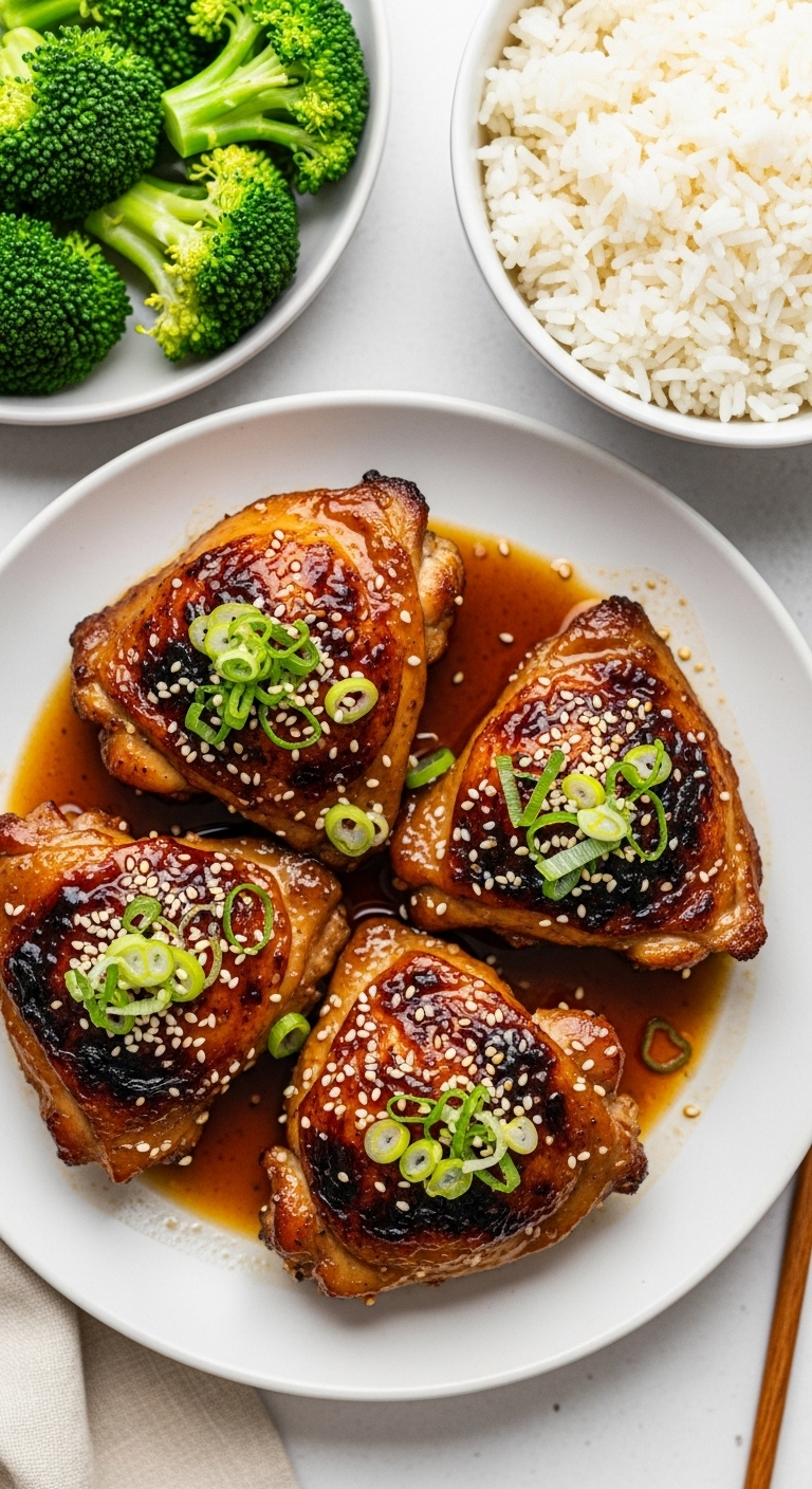 asian-inspired-marinated-chicken-thighs-broiled-scallions-plate