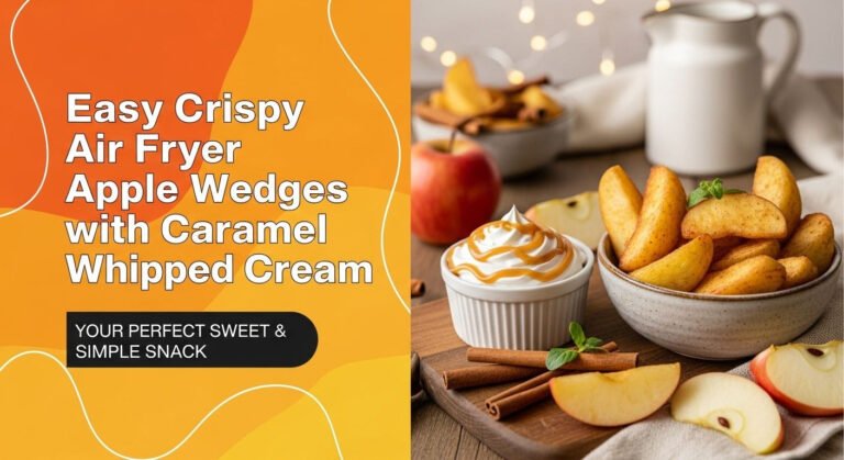 Easy Crispy Air Fryer Apple Wedges with Caramel Whipped Cream