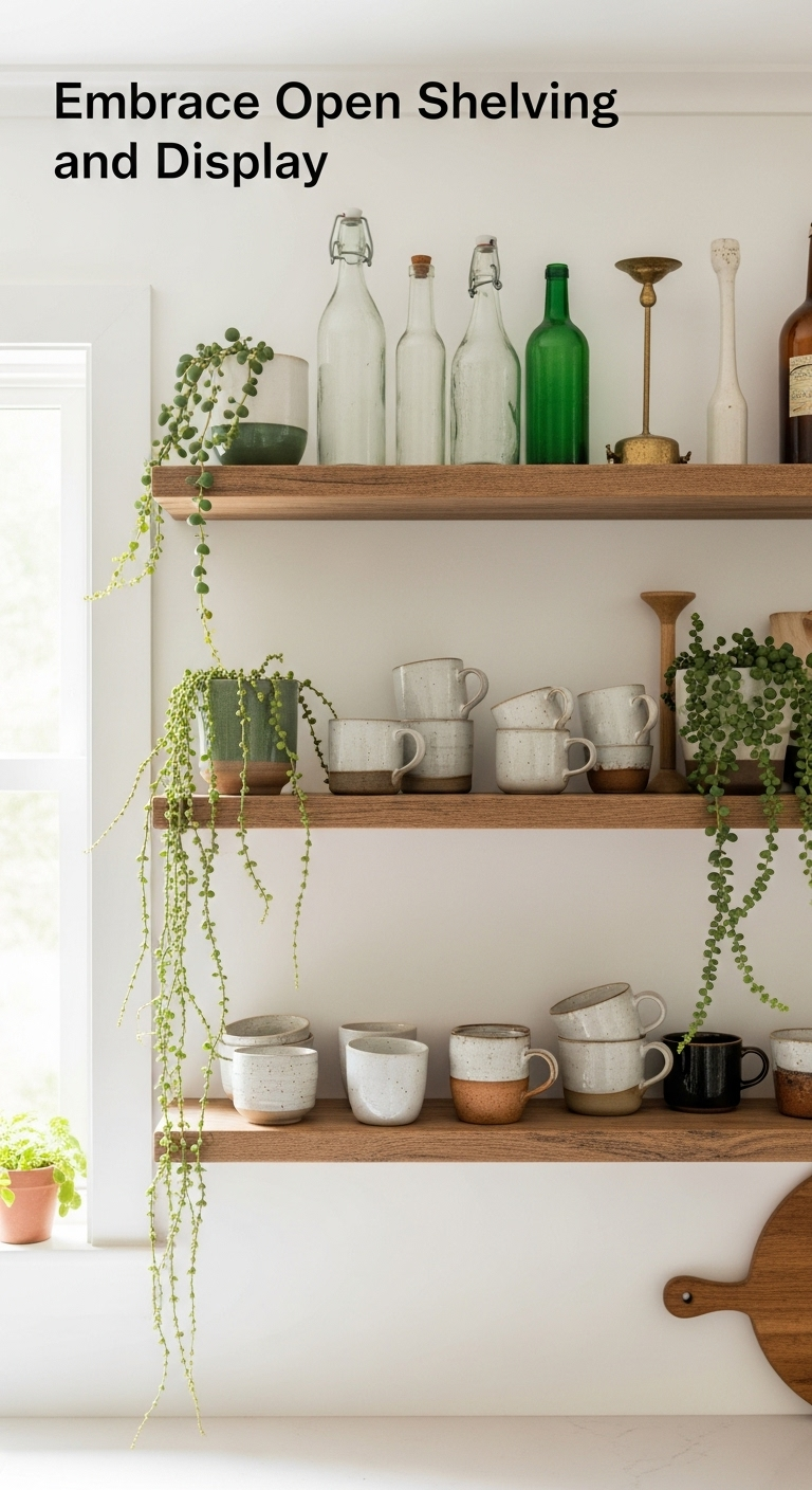 embrace-open-shelving-display-kitchen-wooden-shelves-ceramic-mugs-vintage-bottles-plants