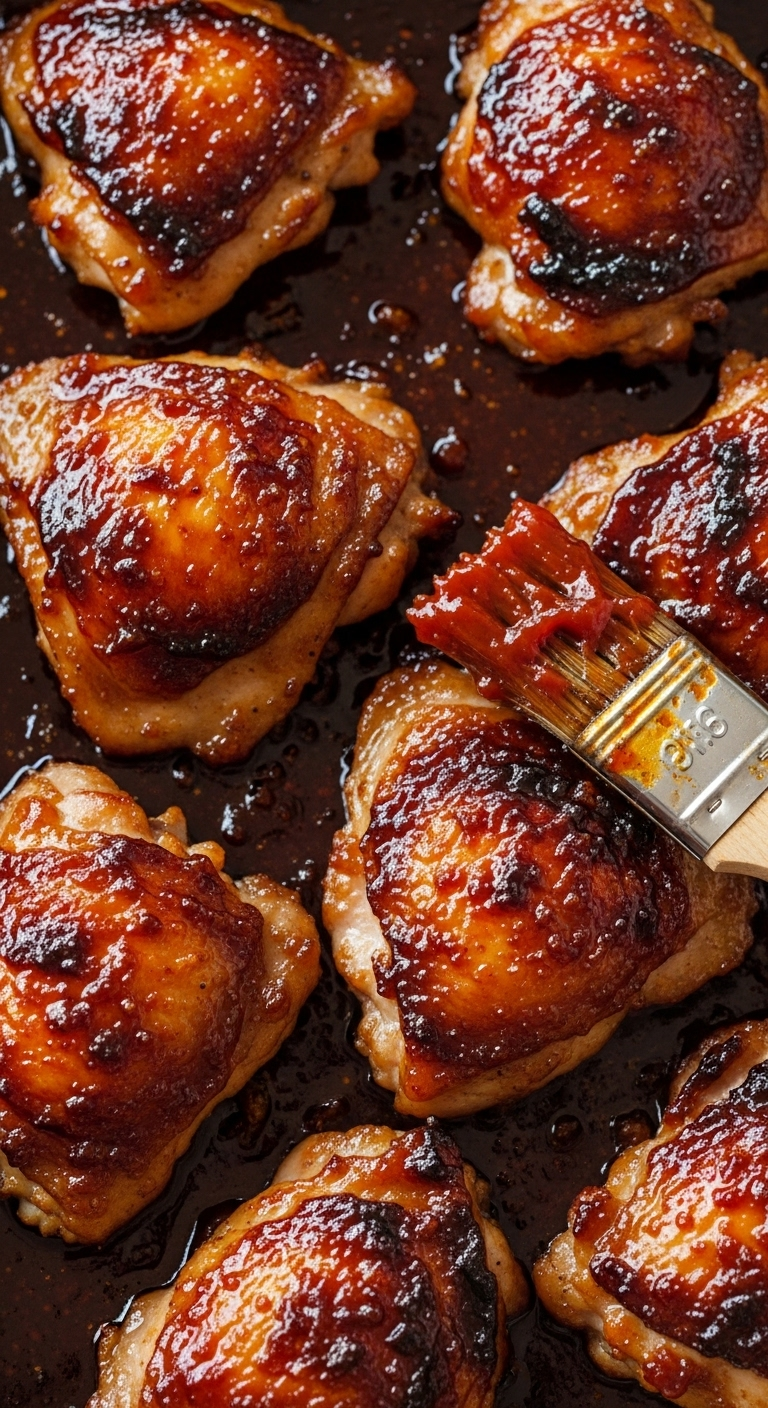 sticky-baked-chicken-thighs-pantry-glaze-caramelized-bubbling