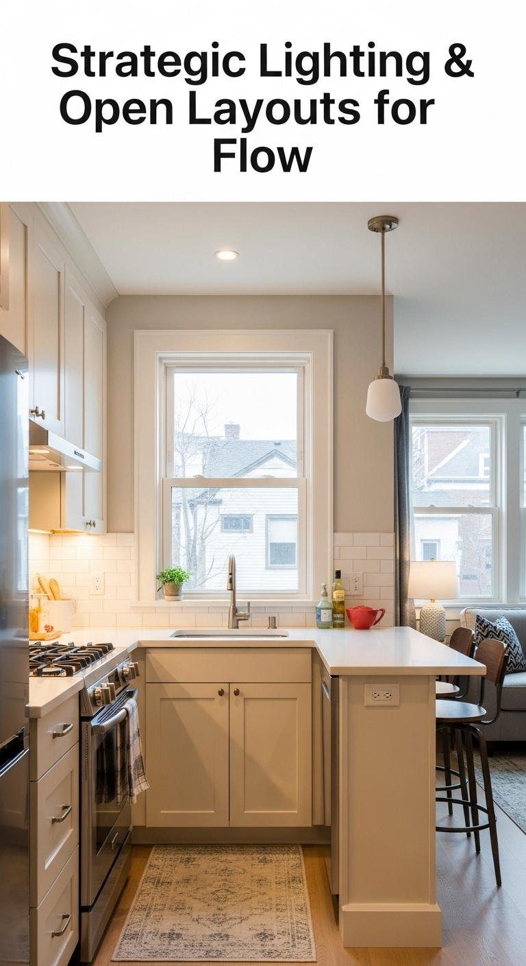 strategic-lighting-open-layouts-for-flow-tiny-kitchen-living-space-natural-light-led-pendant-light