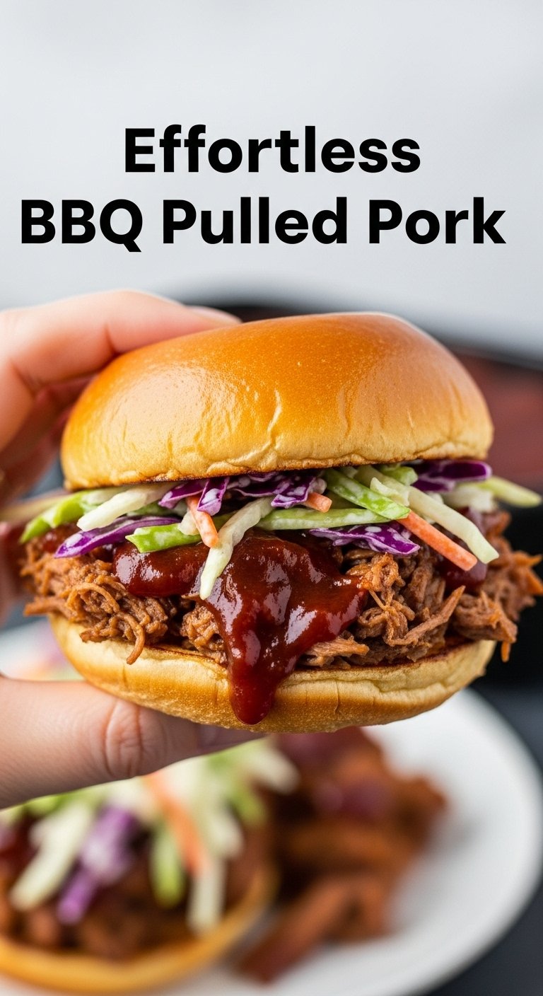 BBQ pulled pork brioche bun coleslaw crockpot dinner messy delicious juicy