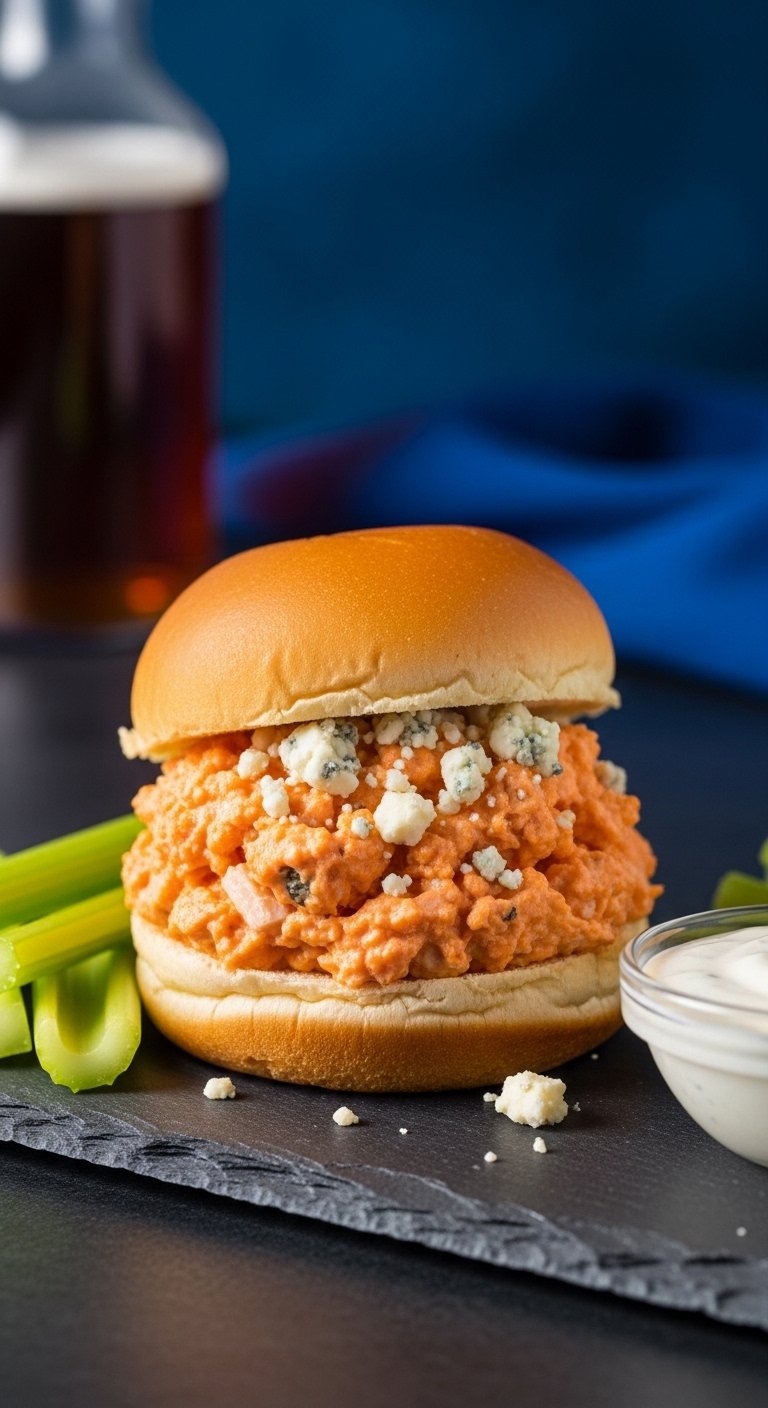 Buffalo Barclay chicken salad slider with blue cheese celery and ranch