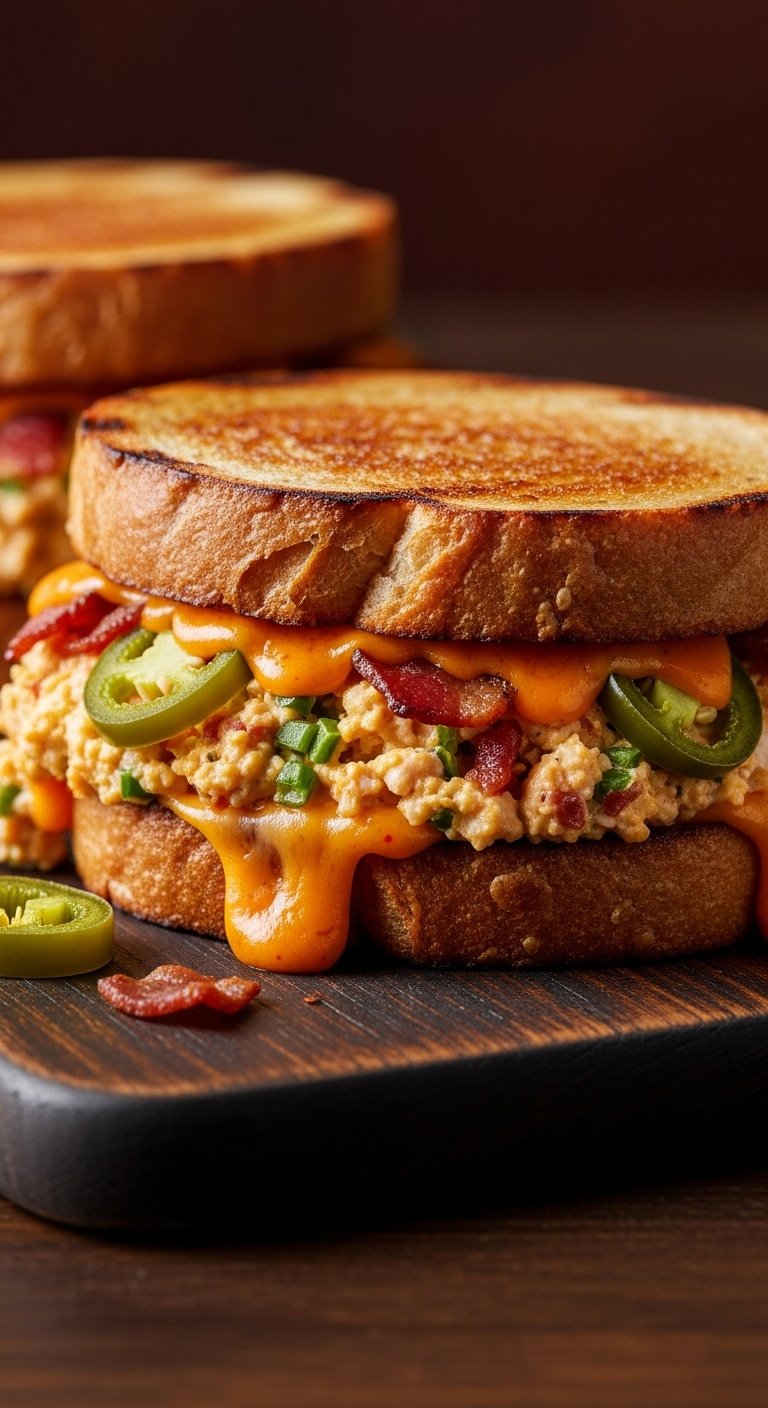 Kickin Kay Lynne chicken salad melt with bacon jalapeno chipotle