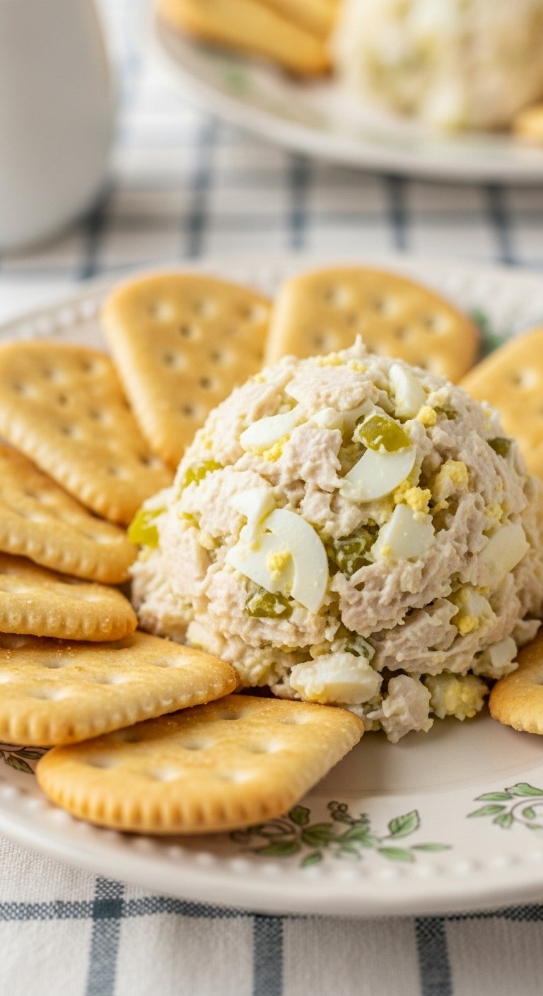 Olivia's Old South chicken salad with saltine crackers on a vintage plate