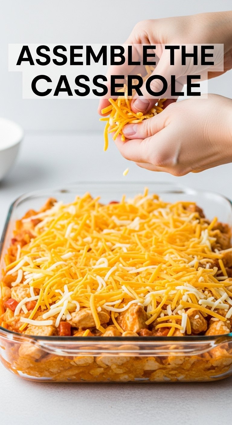 assemble-casserole-chicken-spaghetti-baking-dish-cheddar-cheese-topping