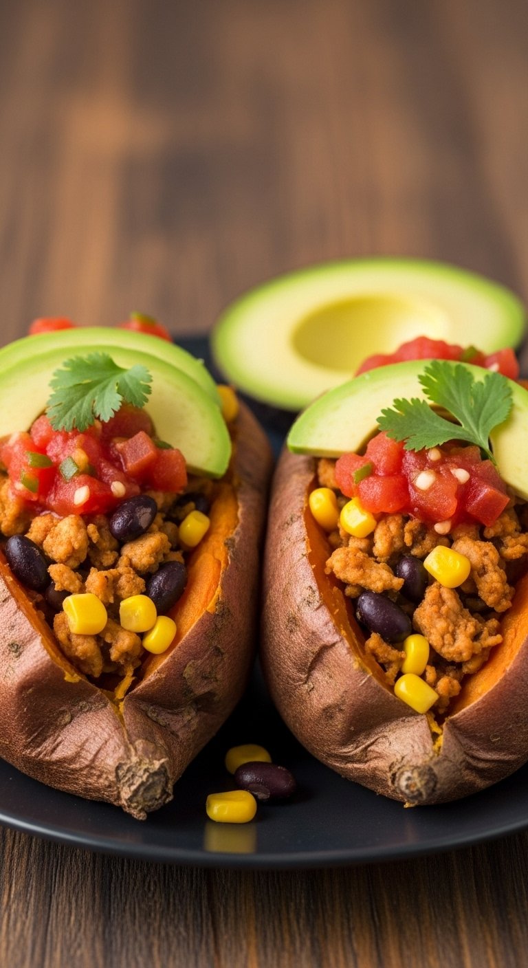 baked-sweet-potatoes-stuffed-with-turkey-taco-meat-black-beans-avocado-salsa
