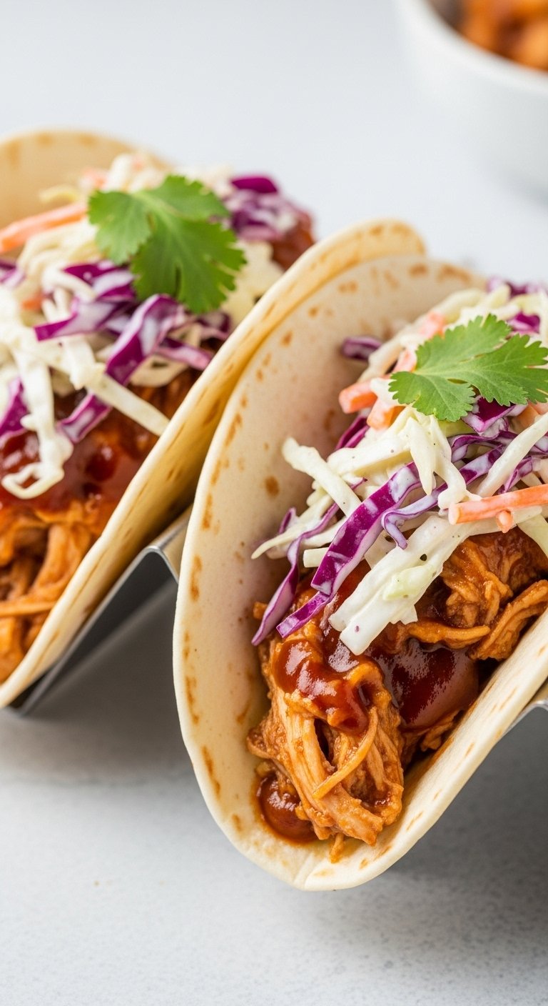 bbq-chicken-tacos-metal-holder-creamy-coleslaw-cilantro