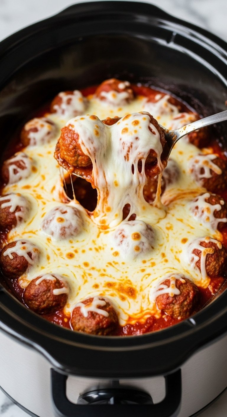 cheesy-crockpot-meatballs-with-mozzarella-parmesan-cheese-pull