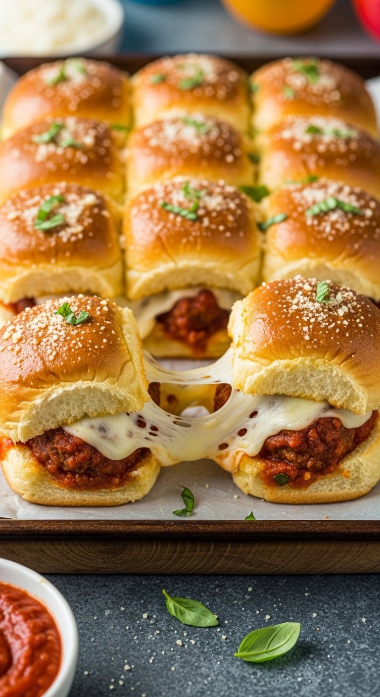 cheesy-meatball-sub-sliders-on-hawaiian-rolls-with-provolone-garlic-butter-and-parmesan