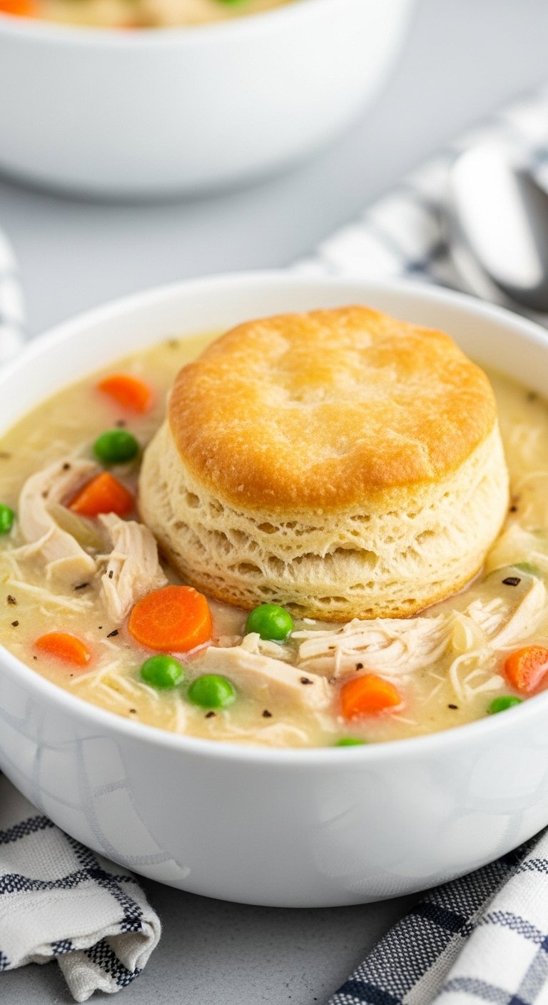 creamy-chicken-pot-pie-soup-biscuit-carrots-peas-close-up