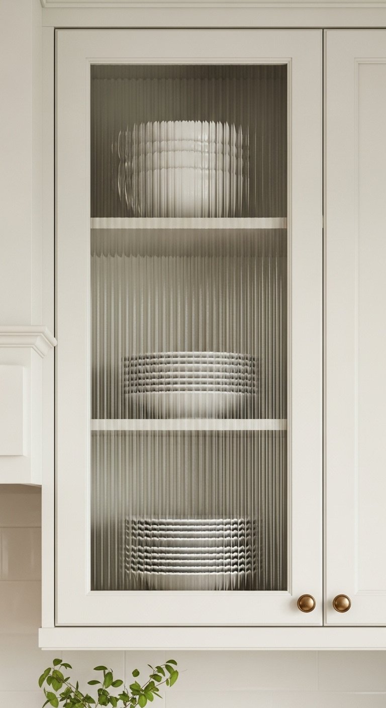 creamy-white-cabinet-glass-insert-reeded-texture-ceramic-dishes
