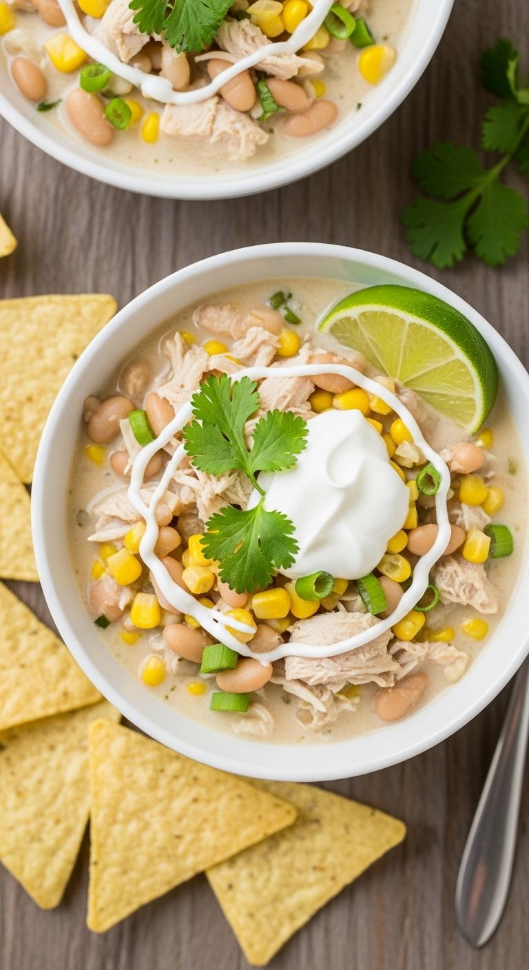 creamy-white-chicken-chili-sour-cream-cilantro-lime-chicken-corn-tortilla-chips