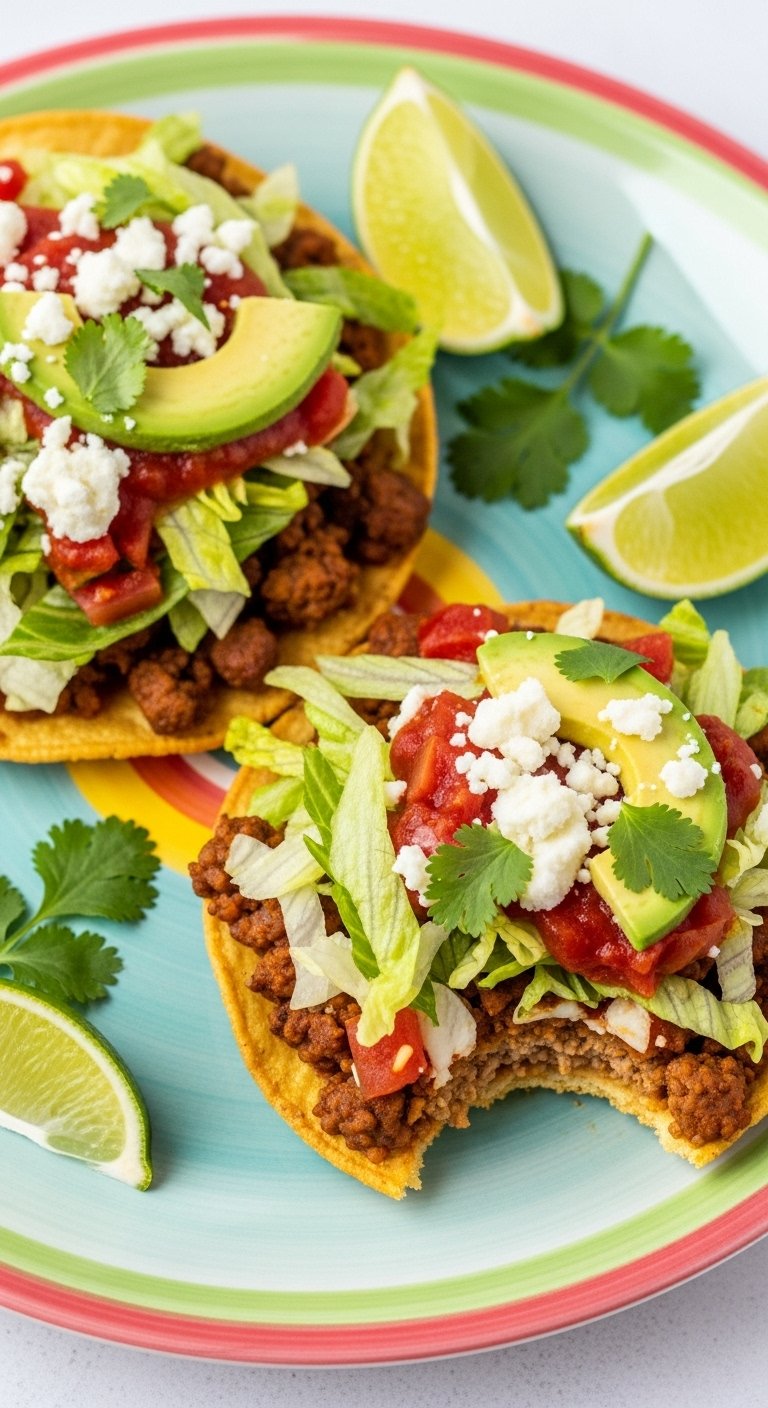 crispy-ground-turkey-tostadas-avocado-salsa-cheese