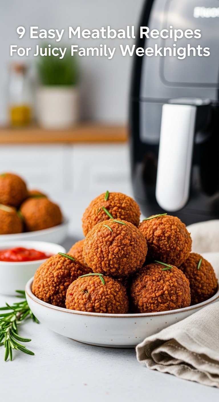 crispy-juicy-air-fryer-meatballs-rustic-bowl-marinara-sauce-rosemary-ceramic-bowl