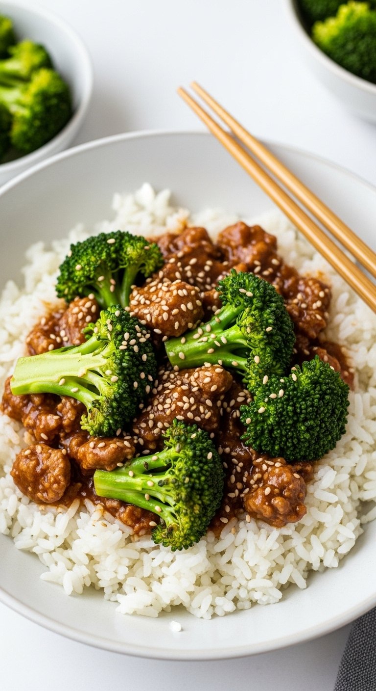 easy-ground-turkey-stir-fry-broccoli-rice-chopsticks-sesame-seeds