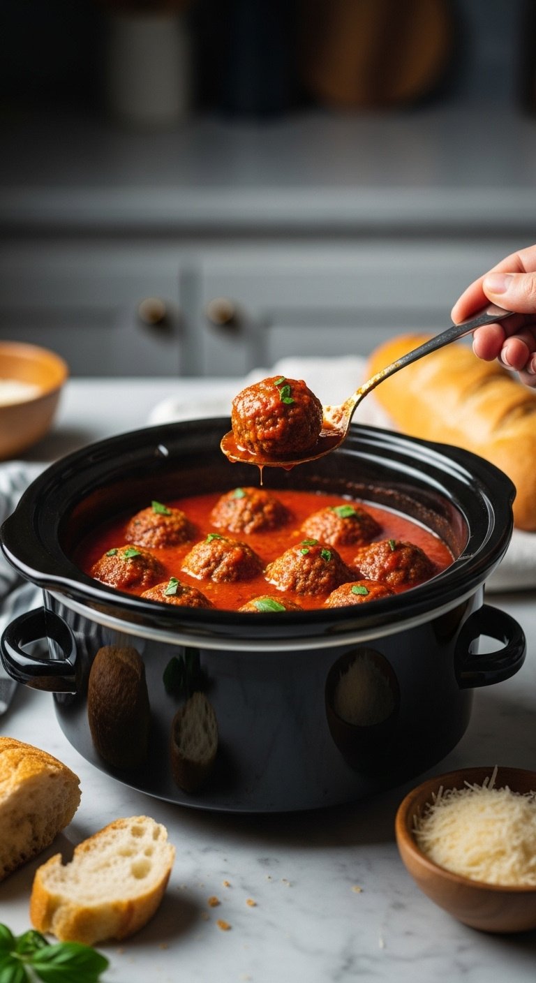 easy-homemade-slow-cooker-meatballs-in-tomato-sauce-with-bread-and-parmesan