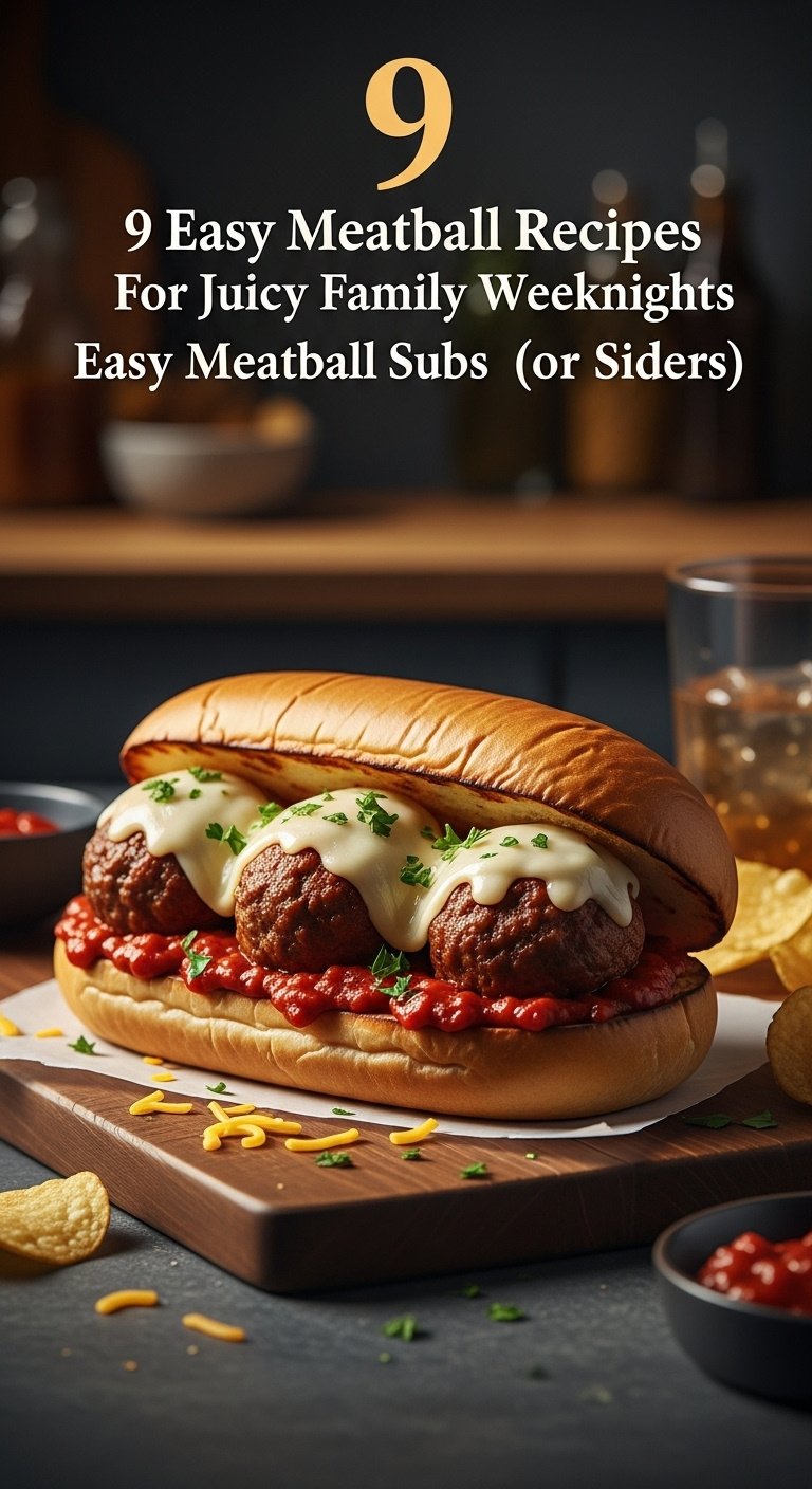 easy-meatball-subs-toasted-hoagie-provolone-cheese-parsley-potato-chips-rustic-wooden-board