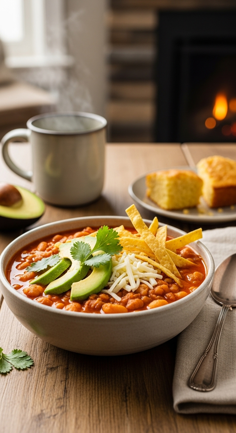 finished-bowl-of-creamy-white-bean-chicken-chili-with-avocado-cilantro-cheese-and-tortilla-strips