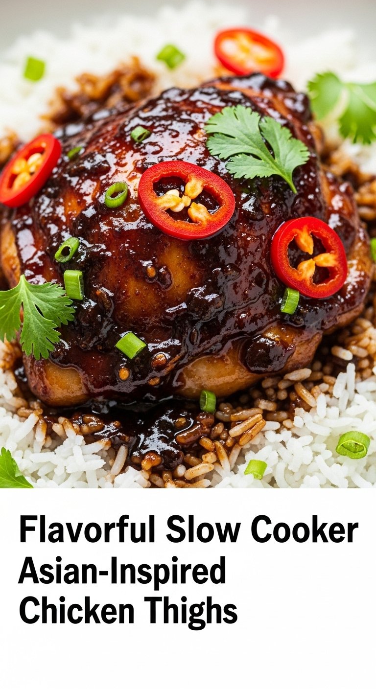flavorful slow cooker asian inspired chicken thighs with sticky glaze and jasmine rice