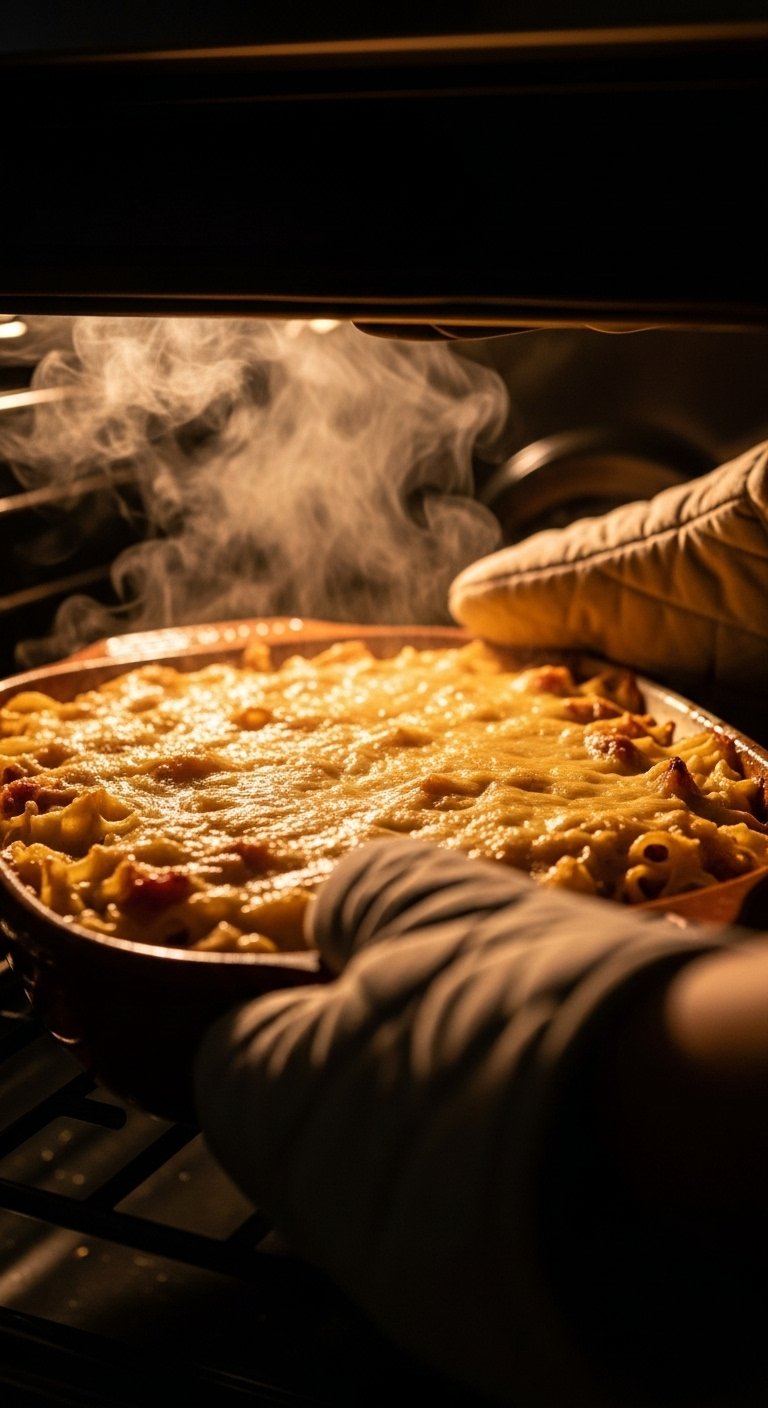golden-brown-chicken-tetrazzini-coming-out-of-the-oven