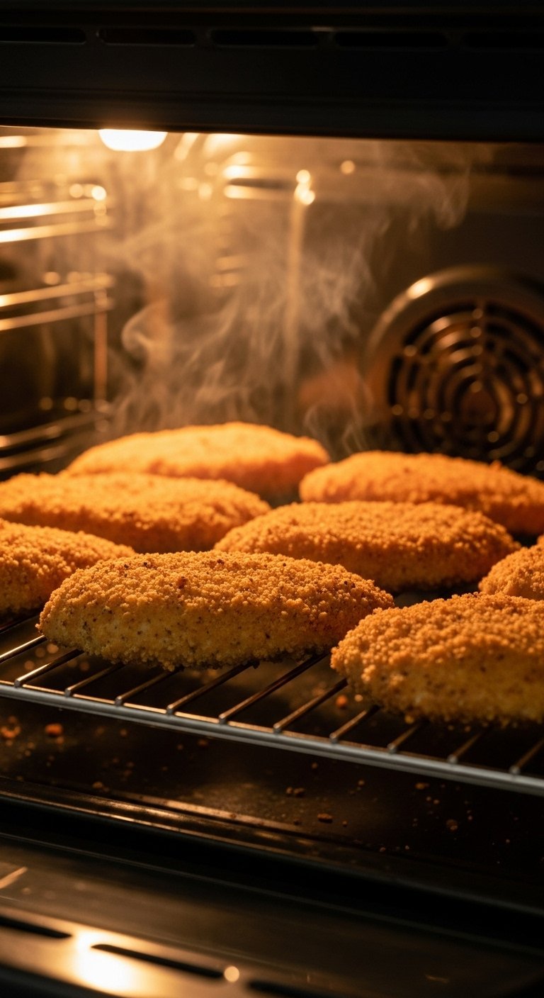 golden-brown-crispy-chicken-cutlets-oven-wire-rack-steam-rising