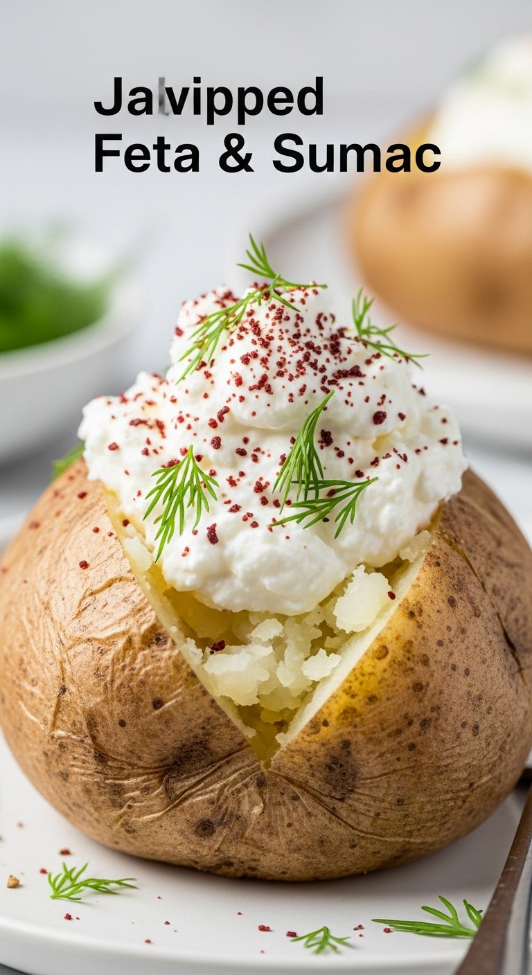 jacket potato whipped feta sumac dill minimalist plate creamy gourmet