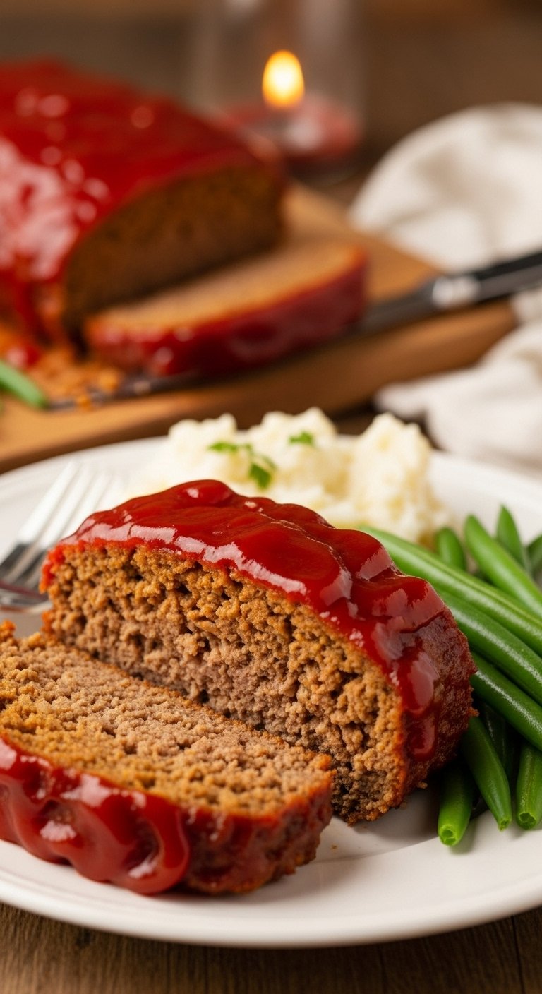moist-juicy-turkey-meatloaf-sliced-mashed-potatoes-green-beans