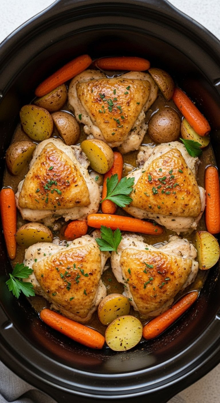 one pot slow cooker garlic butter chicken veggies rustic feast