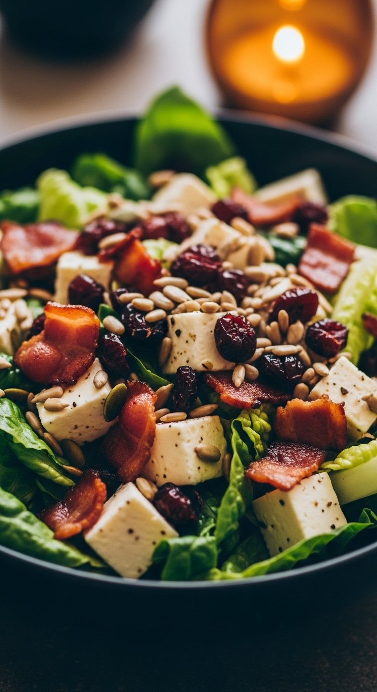 romaine-salad-with-bacon-havarti-cranberries-and-sunflower-seeds