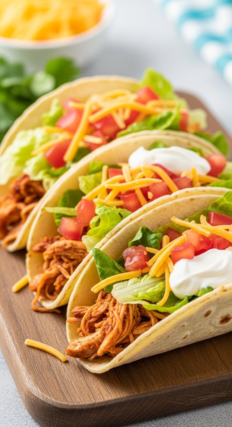 rotisserie-chicken-tacos-seasoned-chicken-lettuce-tomatoes-cheese-sour-cream