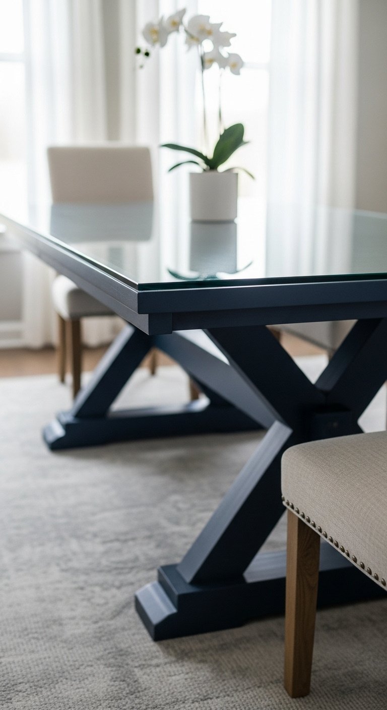 sleek-glass-top-on-dining-table-navy-blue-base