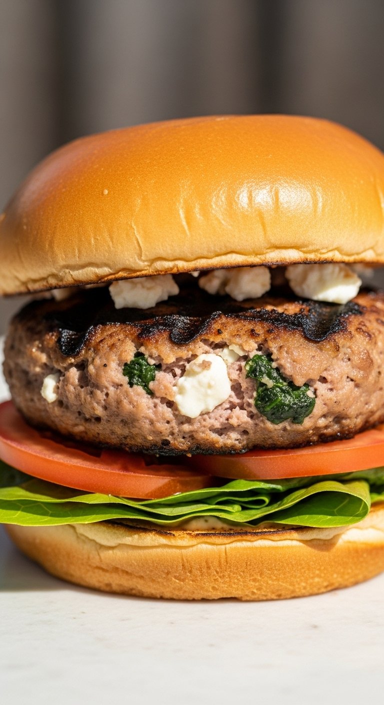 spinach-feta-turkey-burger-toasted-brioche-lettuce-tomato