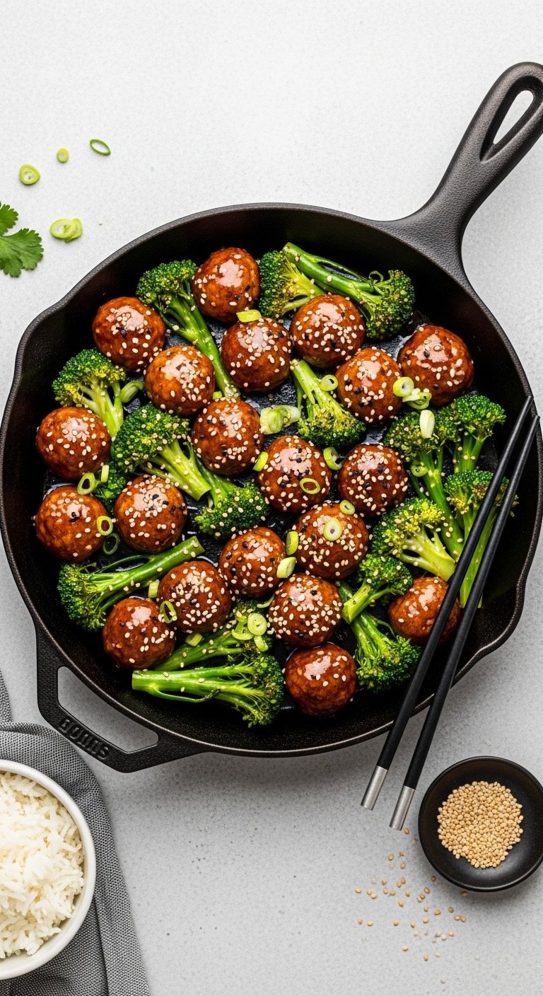 sticky-honey-garlic-meatballs-with-broccoli-sesame-seeds-and-chopsticks