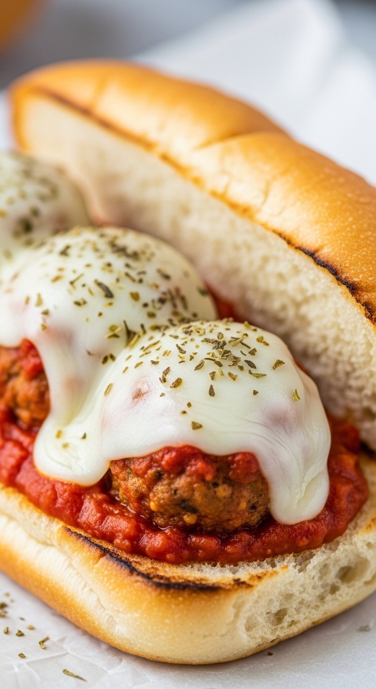 turkey-meatball-sub-with-marinara-provolone-cheese-oregano-parchment